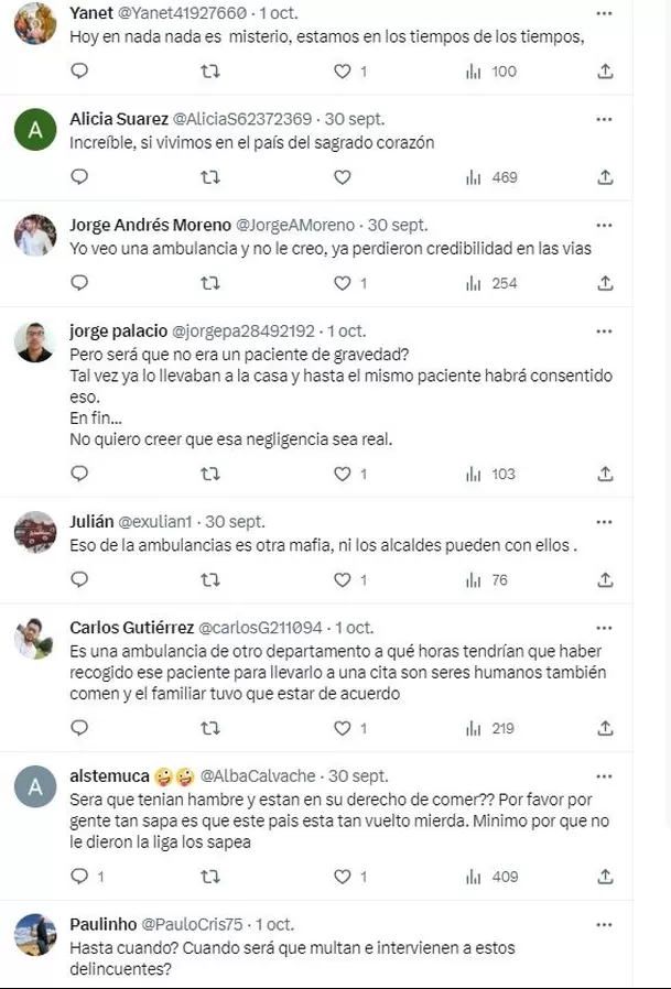 Algunos usuarios pidieron que se investigue lo ocurrido en Cali, Colombia / Fuente: Twitter 