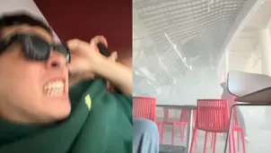 José Gallego realizaba una transmisión en vivo desde el aeropuerto de Pereira cuando comenzó el fuerte sismo. Su cámara registró el momento en que parte del techo de la terminal se desprendió.