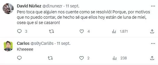 Versión sobre la luna de miel de los esposos en Colombia / Twitter