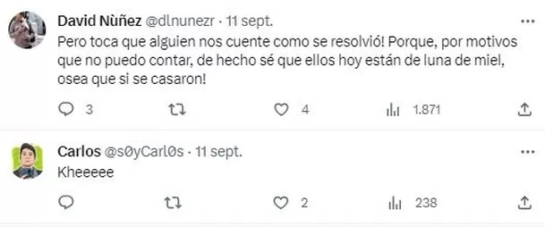 Versión sobre la luna de miel de los esposos en Colombia / Twitter