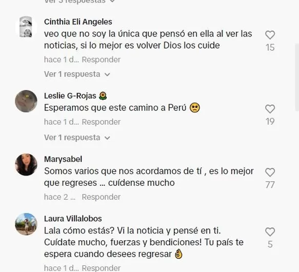 Seguidores de Fiorella Correa expresan su preocupación por la joven tras guerra en Israel / Fuente: TikTok