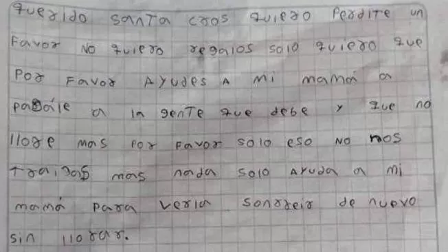 Niña conmueve a todos con su carta a Papá Noel / @AndreaCHJ08