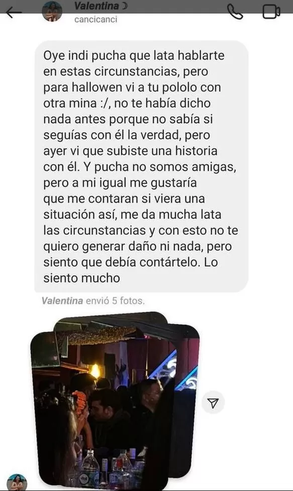 Indi se enteró de la infidelidad de su novio Diego gracias a un mensaje de una seguidora / Instagram