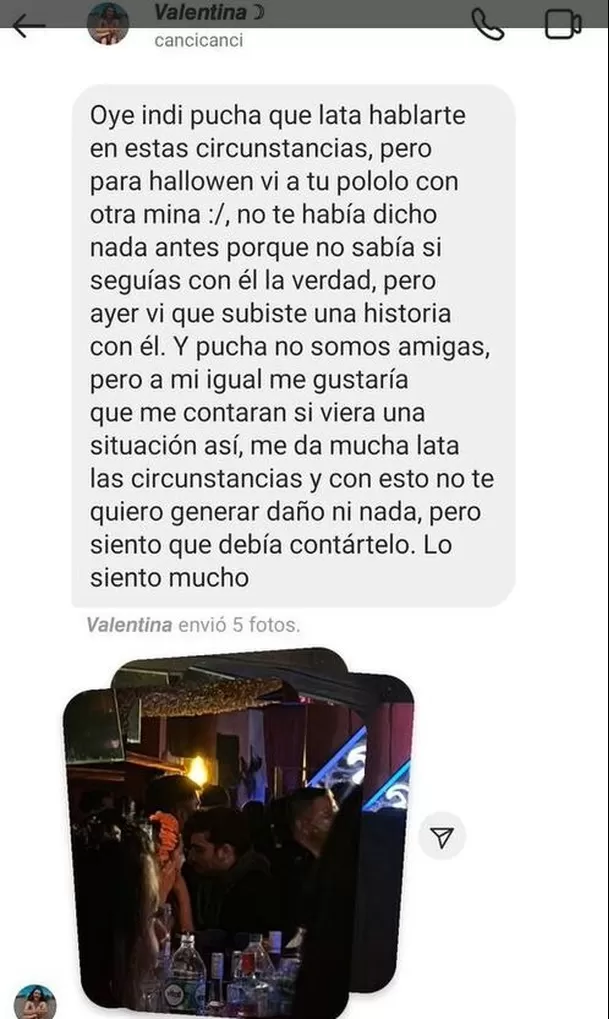 Indi se enteró de la infidelidad de su novio Diego gracias a un mensaje de una seguidora / Instagram
