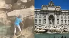 ¡Eso no se hace! Turista llenó su botella de agua subiéndose a la Fontana di Trevi