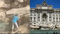 Mujer llenó su botella subiéndose a la Fontana di Trevi / TikTok: @perrinebridge