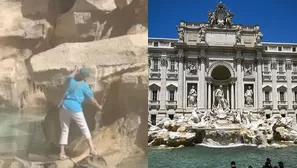 Mujer llenó su botella subiéndose a la Fontana di Trevi / TikTok: @perrinebridge