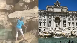 Mujer llenó su botella subiéndose a la Fontana di Trevi / TikTok: @perrinebridge