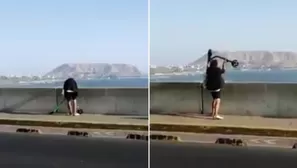 Facebook: hombre arroja scooter eléctrico al mar. Foto: captura