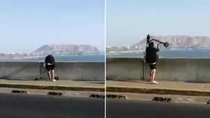 Facebook: hombre arroja scooter eléctrico al mar. Foto: captura