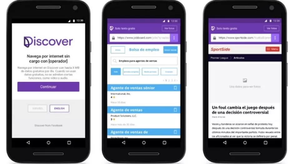 Facebook lanza Discover primero en Perú, app que permite navegar gratis por Internet. Foto: Andina