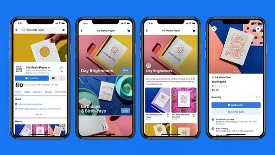 Facebook lanza Facebook Shops, herramienta que permite a marcas vender productos en línea. Foto: Facebook