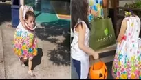 El terror&iacute;fico disfraz de la menor, con el que luce como una ni&ntilde;a sin cabeza, fue visto por primera vez el pasado s&aacute;bado. (Foto: Captura/Video: Krystel Hwang)