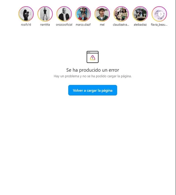 Falla en Instagram 