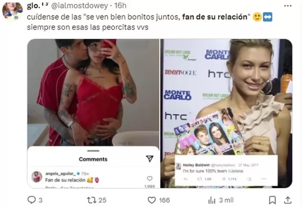 Muchos usuarios recordaron la vez que Hailey Baldwin hizo algo parecido con Selena Gómez y Justin Bieber 