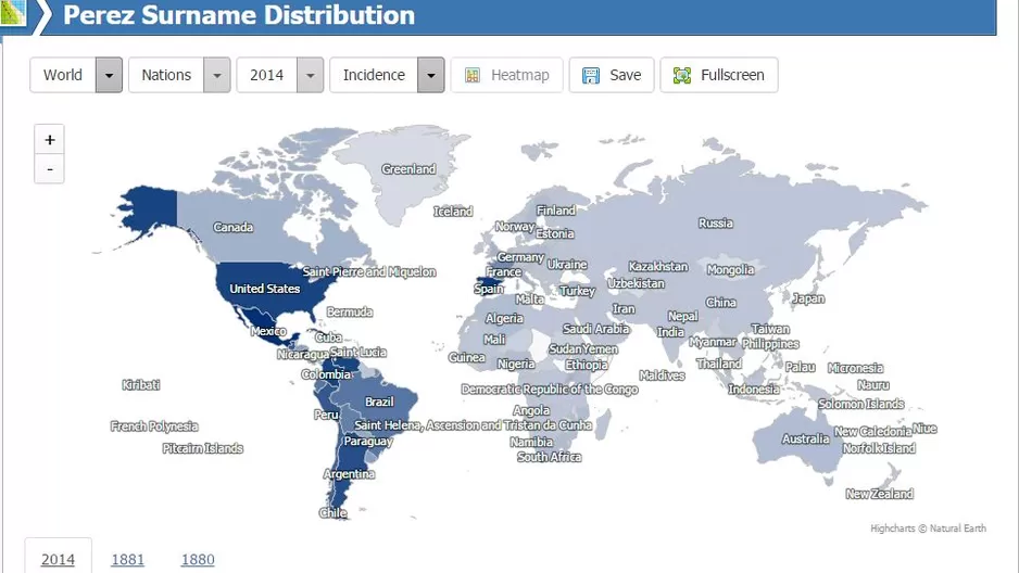 Forebears reúne los datos desde el 2012.