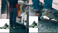 Un ambulante sorprende por usar zapatillas de casi 2 mil soles / TikTok