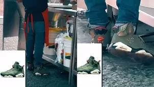 Un ambulante sorprende por usar zapatillas de casi 2 mil soles / TikTok