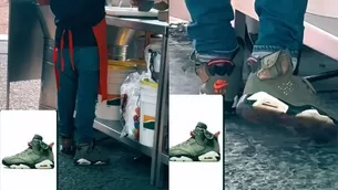 Un ambulante sorprende por usar zapatillas de casi 2 mil soles / TikTok