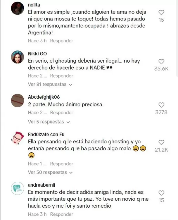Los usuarios de TikTok en contra del 'ghosting' Los usuarios de TikTok en contra del 'ghosting'