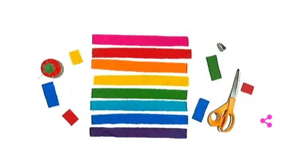 Doodle por Gilbert Baker, creador de la bandera LGBT. Imagen: Google