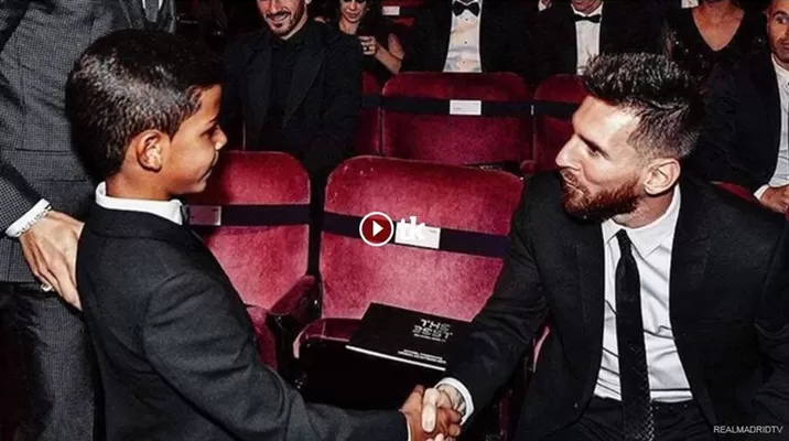 Foto de Cristiano Ronaldo Junior saludando a Messi. Foto: Instagram Foto de Cristiano Ronaldo Junior saludando a Messi. Foto: Instagram