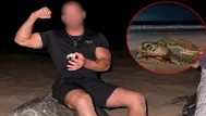 Influencer indigna tras sentarse sobre una tortuga marina