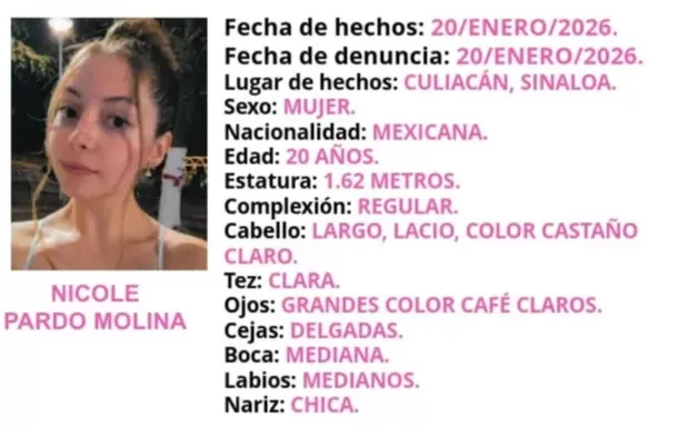 Esta es la ficha emitida por la desaparición de Nicholette | FGE Sinaloa