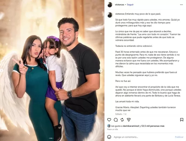 El empresario Víctor Sardinha sobrevivió 36 horas bajo los escombros, pero perdió al amor de su vida y a su hija de 3 años Instagram: @victorcxs El empresario Víctor Sardinha sobrevivió 36 horas bajo los escombros, pero perdió al amor de su vida y a su hija de 3 años Instagram: @victorcxs