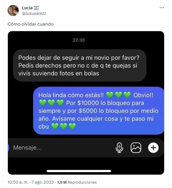 Mujer le pide a otra que "deje de seguir" a su novio / Twitter