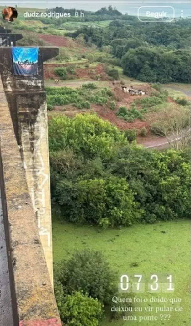 La victima mostró la estructura desde donde se realizaría el salto / IG La victima mostró la estructura desde donde se realizaría el salto / IG