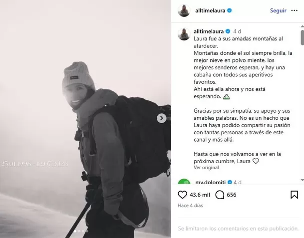 La creadora de contenido alemana falleció casi tres semanas después de sufrir un grave accidente en bicicleta mientras disfrutaba de su luna de miel en los Alpes italianos. Su familia confirmó la noticia con un emotivo mensaje en redes sociales La creadora de contenido alemana falleció casi tres semanas después de sufrir un grave accidente en bicicleta mientras disfrutaba de su luna de miel en los Alpes italianos. Su familia confirmó la noticia con un emotivo mensaje en redes sociales