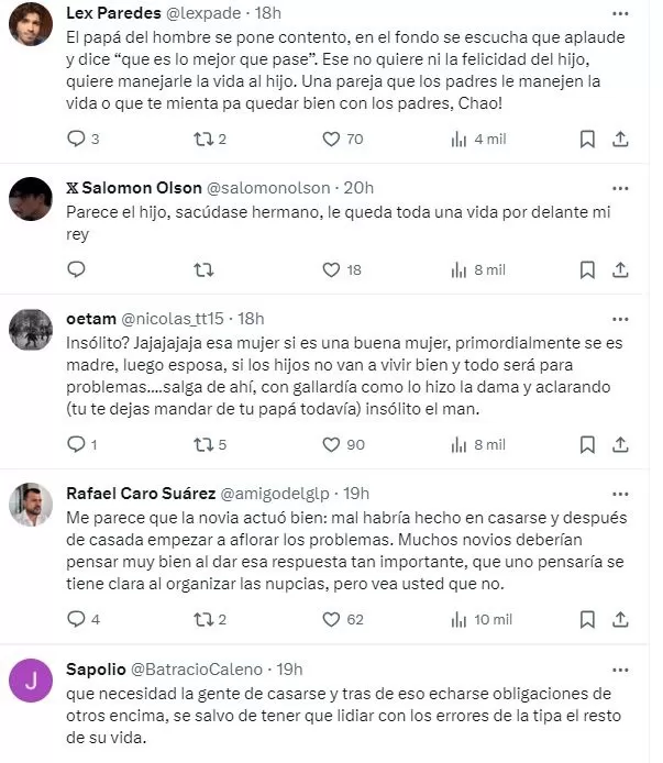 Mujer rechazó a su pareja en plena boda y recibió apoyo en redes sociales / X