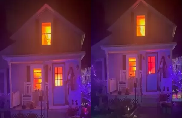 Al llegar al lugar del presunto siniestro, los bomberos se dieron cuenta de que se trataba de una casa decorada con luces LED / Captura