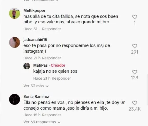 Matías contó que no sabía si quedarse o no a esperar a la joven / TikTok