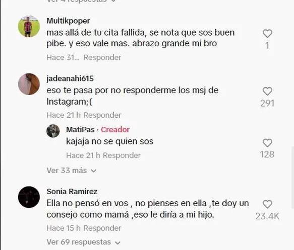 Matías contó que no sabía si quedarse o no a esperar a la joven / TikTok