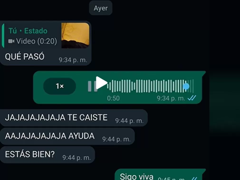 La joven le enviaba audio a su amiga, pero se cayó en zanja y se hizo viral / TikTok