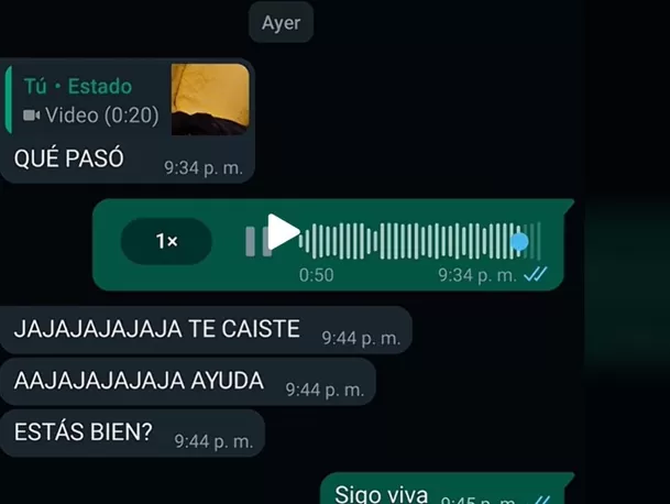 La joven le enviaba audio a su amiga, pero se cayó en zanja y se hizo viral / TikTok