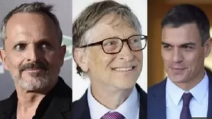 Miguel Bosé, Bill Gates y Pedro Sánchez. Foto. Agenda Setting Diario