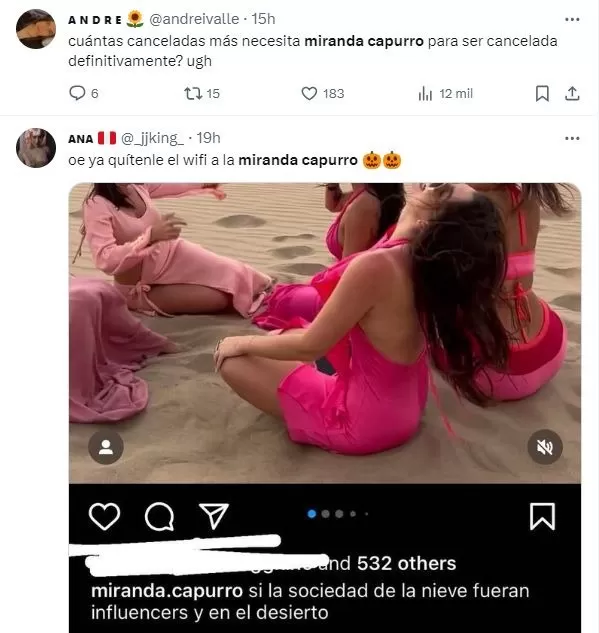 Usuarios de X criticaron a Miranda Capurro / X