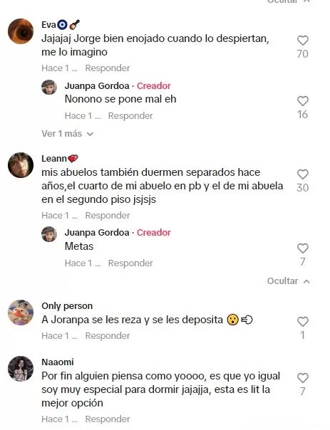 Comentarios sobre la pareja de Tiktokers que duermen en cuartos separados 