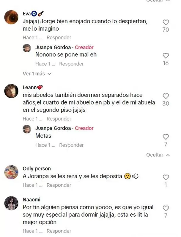 Comentarios sobre la pareja de Tiktokers que duermen en cuartos separados 