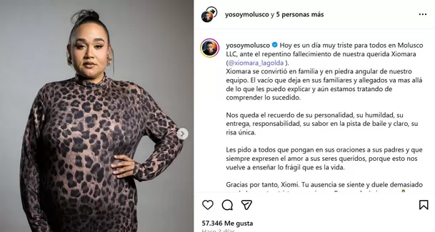 Molusco TV anunció la muerte de la influencer Xiomara 'La Golda' / Instagram Molusco TV anunció la muerte de la influencer Xiomara 'La Golda' / Instagram