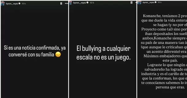 Byron Reyes, representante del Komanche, confirmó la triste noticia / IG: @byron__reyes Byron Reyes, representante del Komanche, confirmó la triste noticia / IG: @byron__reyes