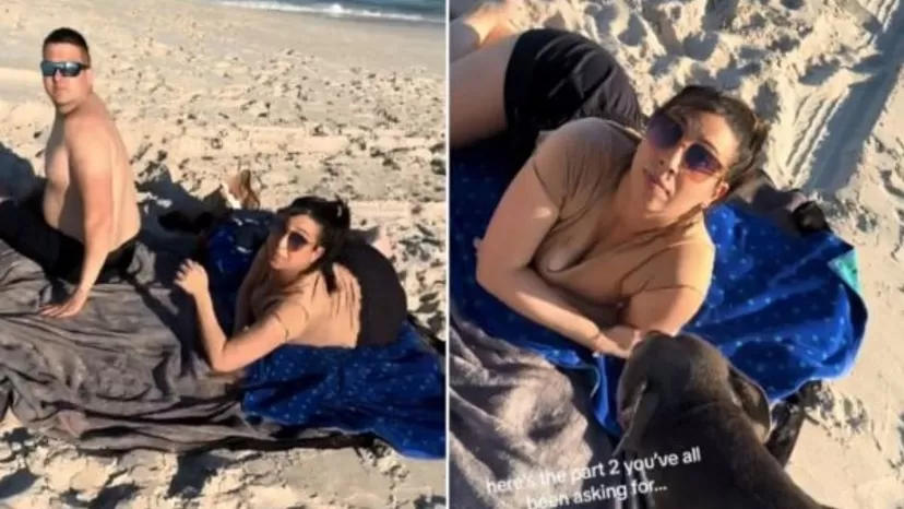 Mujer embarazada encontró a su esposo con otra mujer en la playa y expuso infidelidad