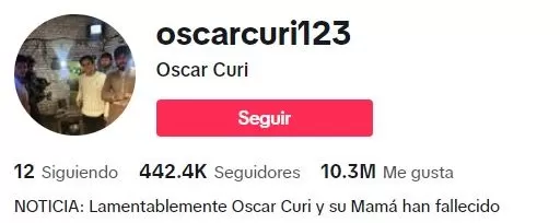 Anunciaron la muerte del influencer peruano Oscar Curi y su madre / TikTok