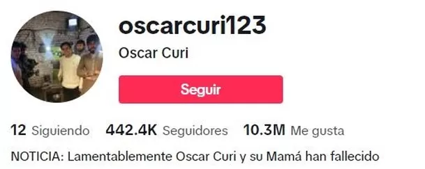 Anunciaron la muerte del influencer peruano Oscar Curi y su madre / TikTok