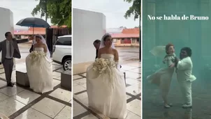 Pareja se casó en pleno huracán. Foto y video: TikTok 