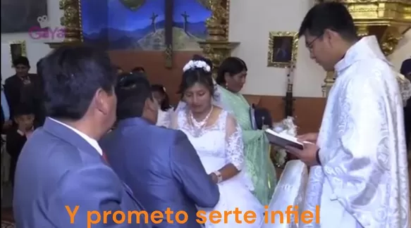 Insólita lectura de votos matrimoniales/ Foto: Captura viral de TikTok