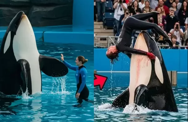 Las impactantes imágenes de la orca atacando a su entrenadora Jessica Radcliffe se viralizaron rapidamente / Captura Las impactantes imágenes de la orca atacando a su entrenadora Jessica Radcliffe se viralizaron rapidamente / Captura